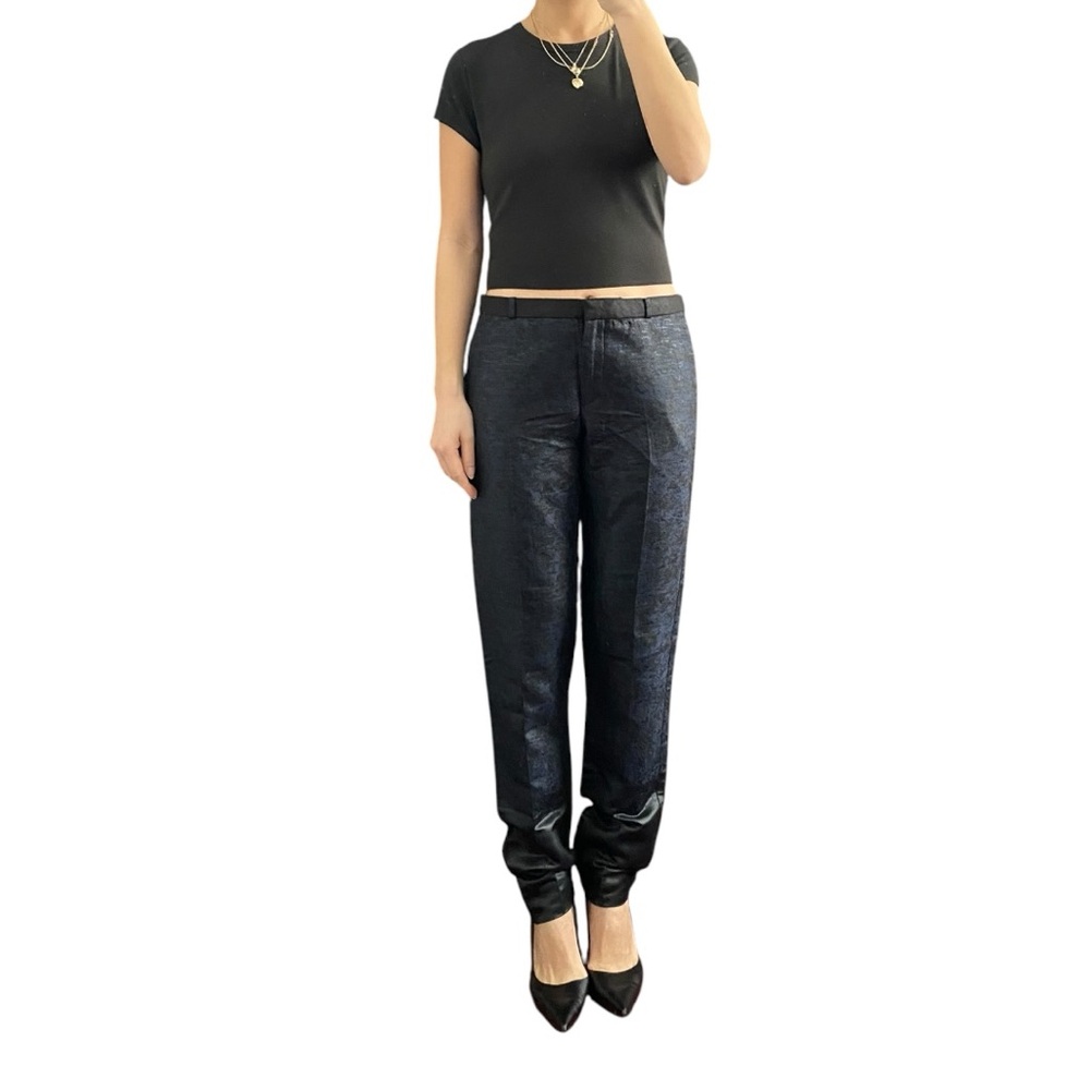NWT H&M Trend Black/Blue Jacquard Trousers Size US 6